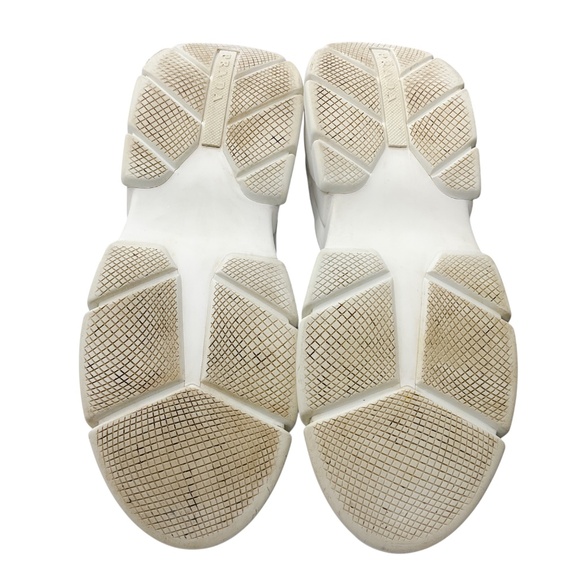 PRADA BLACK / PINK / ORANGE DÉGRADÉ LOGO KNIT LOW TOP SNEAKERS - Picture 7 of 7